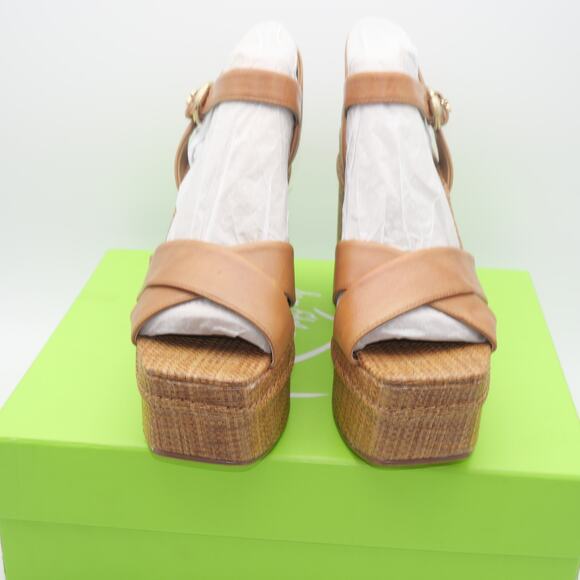 New Sam Edelman Women's 9 Trianna Platform Sandals Brown Leather Chunky Vintage - Picture 6 of 13